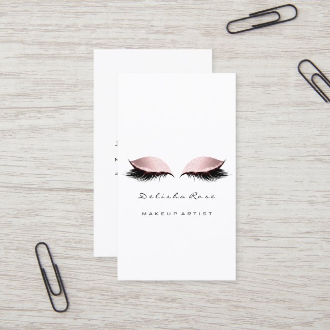 Cartão De Visita Artista Lash Glitter Pastel Olho Rosa (Frente/Verso In Situ)