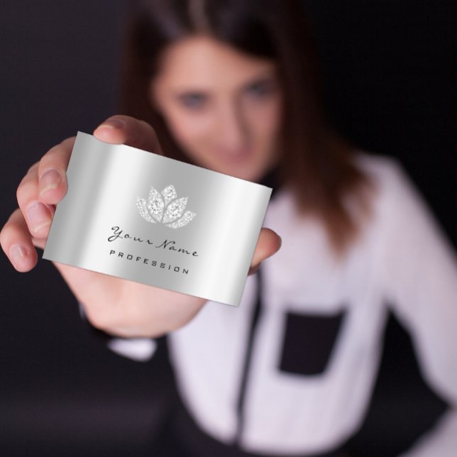 Cartão De Visita Artista Lotus Mandala Diamond Silver Crystas (Criador carregado)