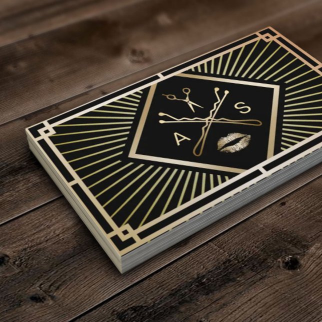 Cartão De Visita Artista Makeup & Hair Stylist Moderna Dourada Art  (Criador carregado)