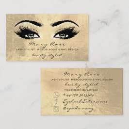 Cartão De Visita Artista Makeup Lashes Extensão Estética Dourada