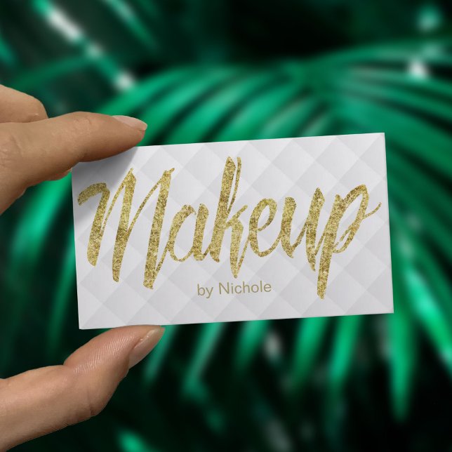 Cartão De Visita Artista Makeup Modern Dourado Luxo (Criador carregado)