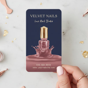 Cartão De Visita Artista Manicure Arte de Unhas Rosa Bege Azul Mari