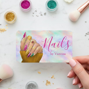 Cartão De Visita Artista Manicure Salão de Unhas Opala Iridescente