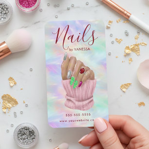 Cartão De Visita Artista Manicurista Chic Salão de Unhas Estiloso O