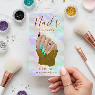 Cartão De Visita Artista Manicurista Estúdio de Unhas Moderno Opal 