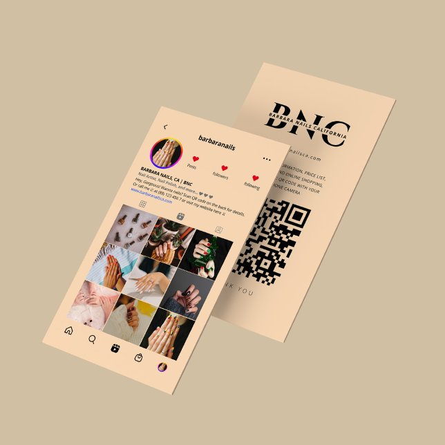 Cartão De Visita Artista Manicurista Peach Instagram Modern (Manicurist Nail Artist Peach Instagram Modern Business Card
)