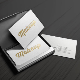 Cartão De Visita Artista Maquiagem de Texto Emboscada Mínimo Branco