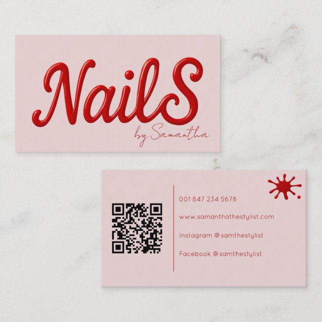 Cartão De Visita Artista Modern Nail Salon (Frente/Verso)