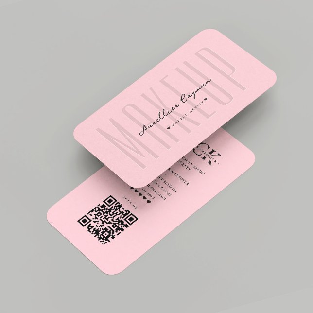 Cartão De Visita Artista Moderno Beleza Salon Monograma Rosa (Modern Makeup Artist Beauty Salon Pink Monogram Business Card
)