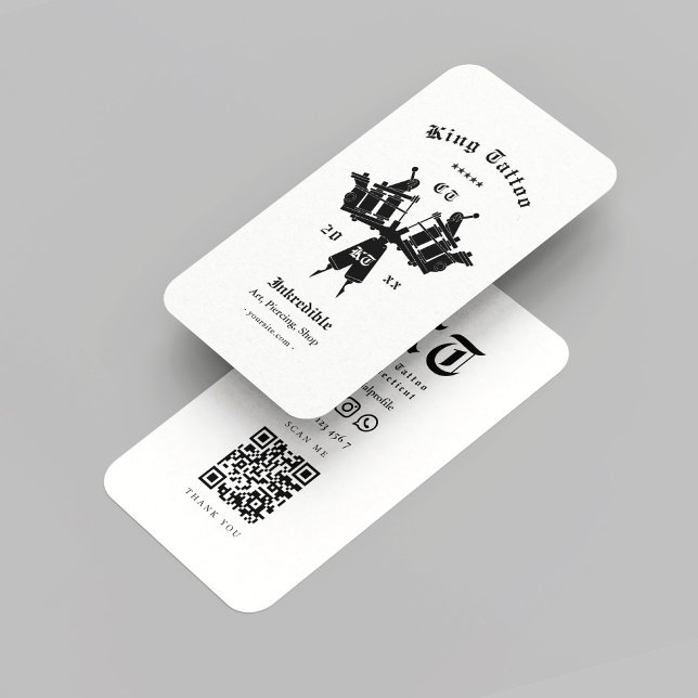Cartão De Visita Artista Moderno da Tatuagem Monograma Preto Branco (Modern Tattoo Artist Monogram Black White Business Card
)