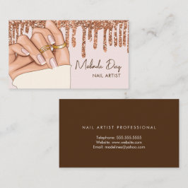 Cartão De Visita Artista Moderno do Nail Designer Salon Faux Glitte