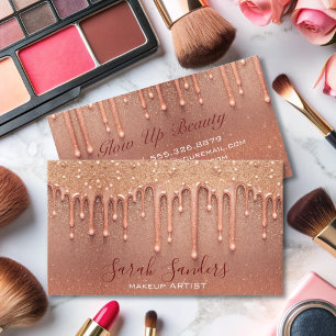 Cartão De Visita artista moderno elegante da maquiagem de gotejamen