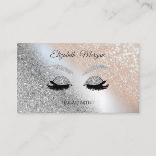 Cartão De Visita Artista Moderno Glitter Faux Lashe Makeup