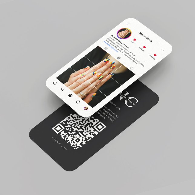 Cartão De Visita Artista Moderno Instagram Preto Branco (Modern Nail Artist Instagram Black White Business Card
)