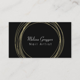 Cartão De Visita Artista Nail Moderno Faux Circulares Dourados Mão 