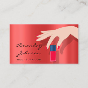 Cartão De Visita Artista Nail Studio Red Manicure Pedicure Modern