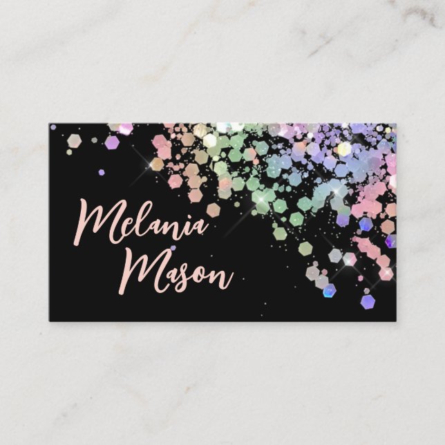 Cartão De Visita Artista negro de maquiagem holográfica Elegante Bu (Frente)