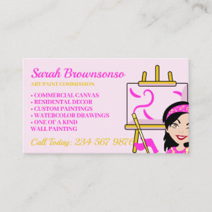 Cartão De Visita Artista personalizado pintura rosa Canvas