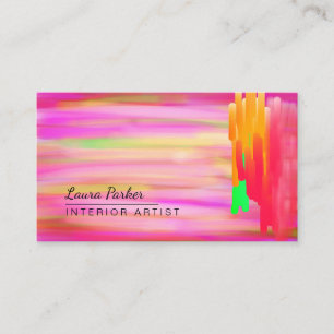 Cartão De Visita Artista pintado com Abstrato de aquarela rosa púrp