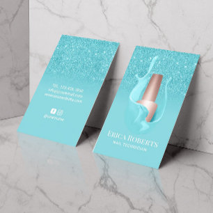 Cartão De Visita Artista Polonês Splash Makeup Salon Turquoise