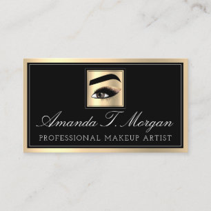 Cartão De Visita Artista Profissional Eyelash Dourado Preto
