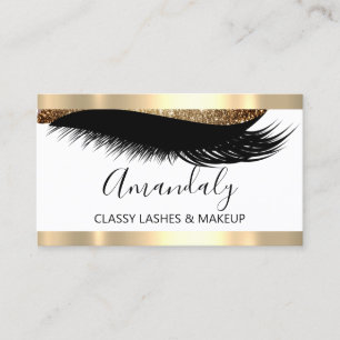 Cartão De Visita Artista profissional Eyelash Dourado VIP Branco
