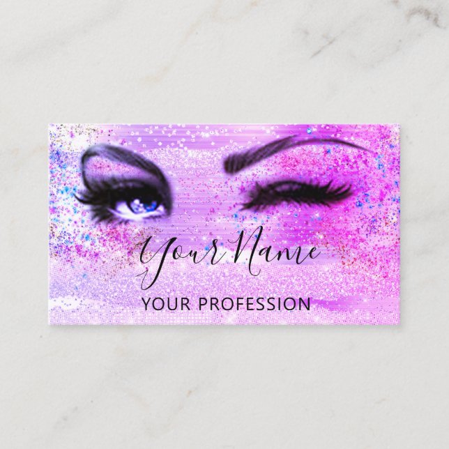 Cartão De Visita Artista Profissional Eyelash Glitter Rosa Ho (Frente)