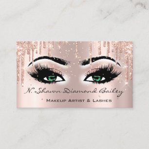 Cartão De Visita Artista Real Maquiagem Lashes Confetti Olho Verde