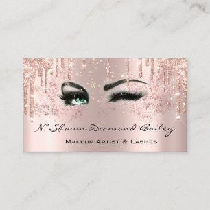 Cartão De Visita Artista Real Maquiagem Lashes Rosa Olhos Verdes