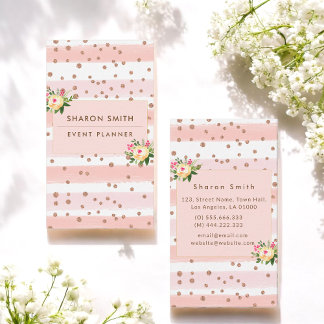 Cartão De Visita Artista Rosa Floral Salon Makeup