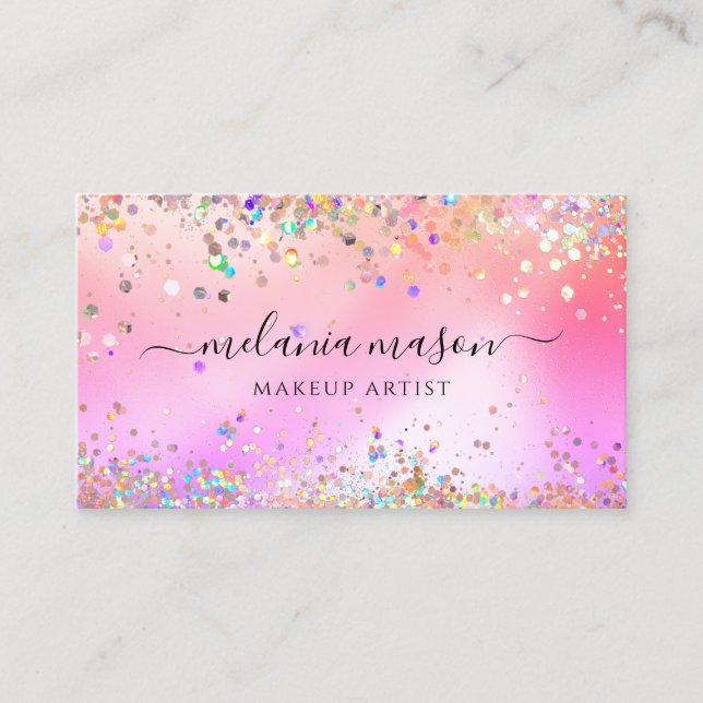 Cartão De Visita Artista Rosa Miniatura Holográfica Moderna (Frente)