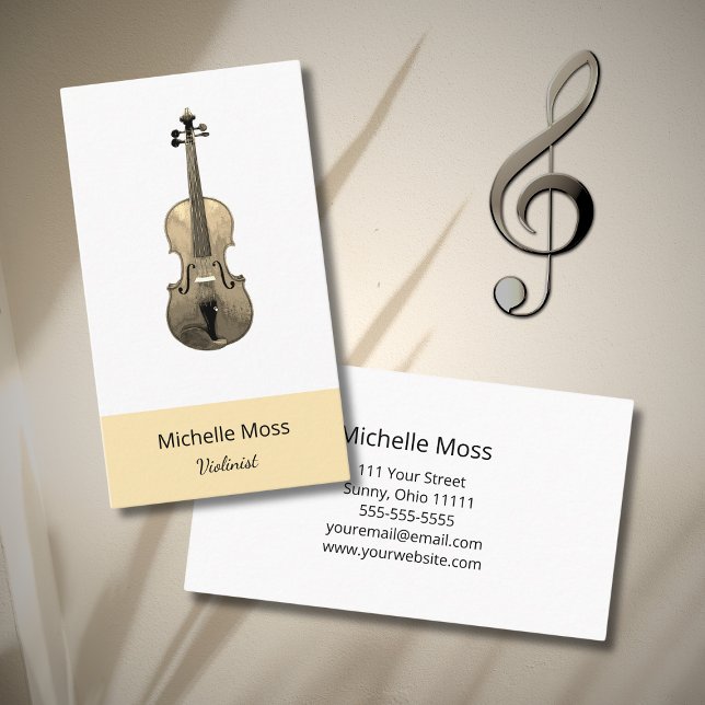 Cartão De Visita Artista Violino Clássico Violino Simples (Criador carregado)