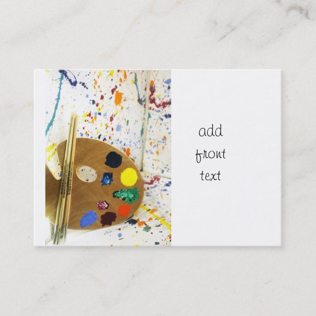 Cartão De Visita Artistas Pintam Splatter e Paleta de Pintura (Frente)