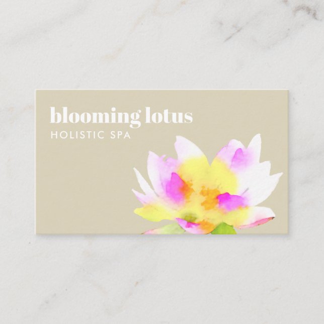 Cartão De Visita Artística - Cores d'água Lotus Flor Beleza Natural (Frente)