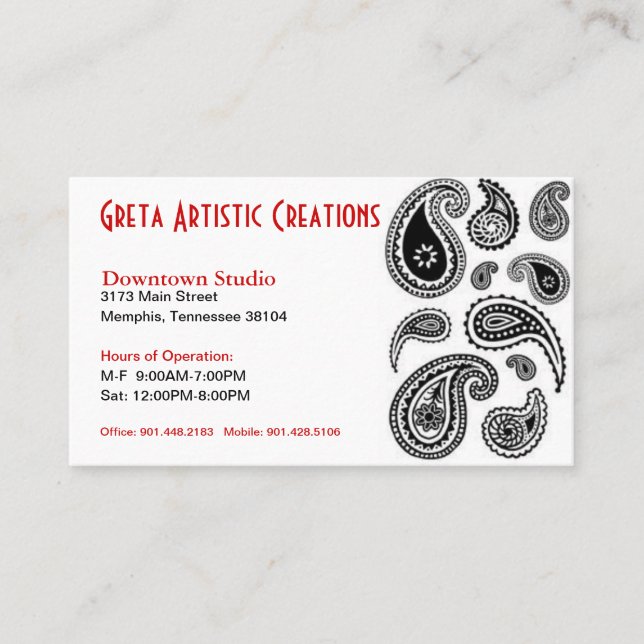 Cartão de visita artístico (Frente)