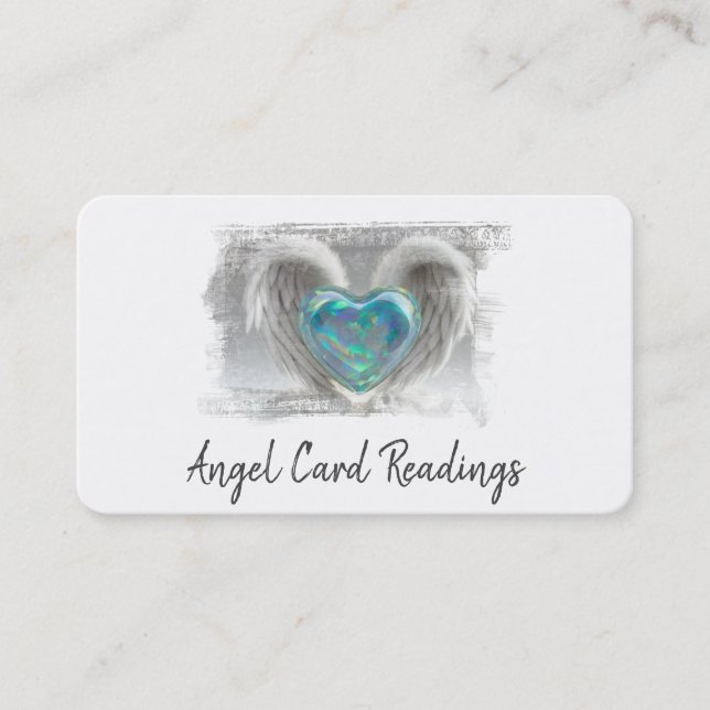 Cartão De Visita *~* Artsy Opal Heart Angel Wings AP78 QR (Frente)