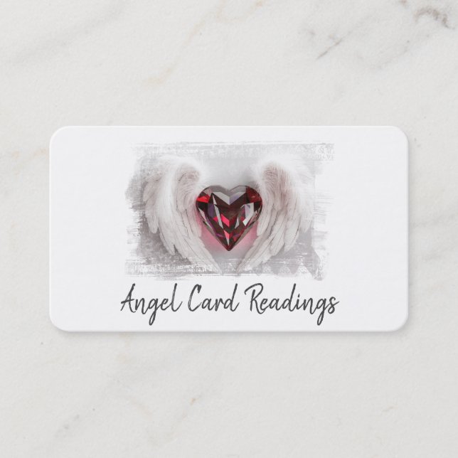 Cartão De Visita *~* Artsy RUBY Heart Angel Wings AP78 QR (Frente)