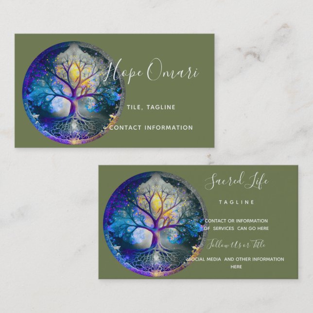 Cartão De Visita Árvore da Vida | Celestial (Frente/Verso)