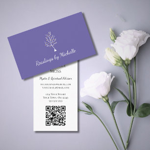 Cartão De Visita Árvore da Vida Simples Roxo Assessora Psíquica