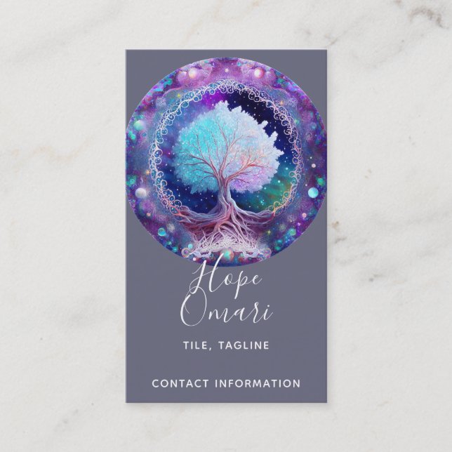 Cartão De Visita Árvore da Vida | Starry Night (Frente)