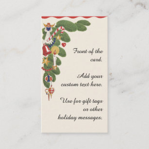 Cartão De Visita Árvore de Natal Vintage e Anjo Borda Decorativa