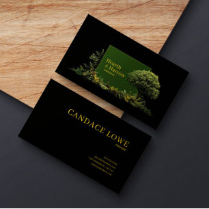 Cartão De Visita Árvore de Paisagem Elegante Quadro Preto Dourado B