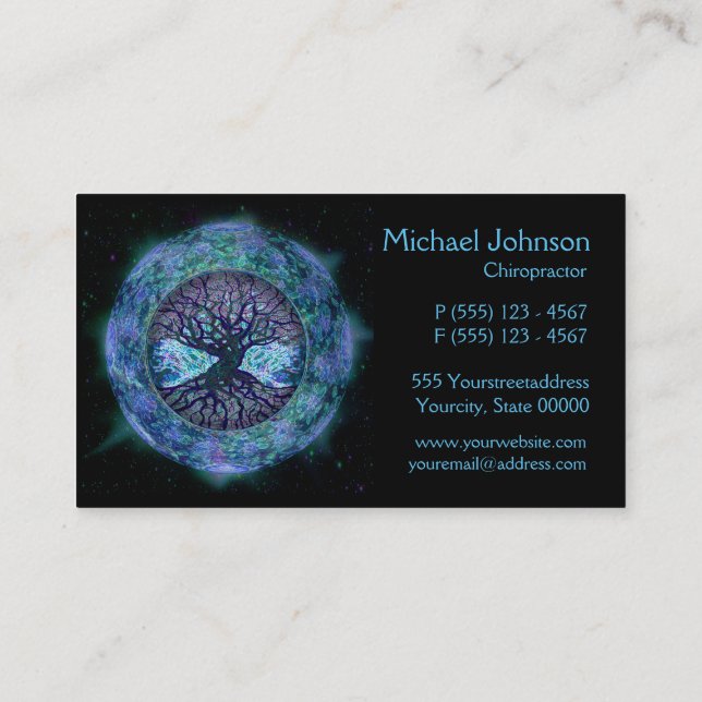 Cartão De Visita Árvore de vida no espaço por Amelia Carrie (Verso)