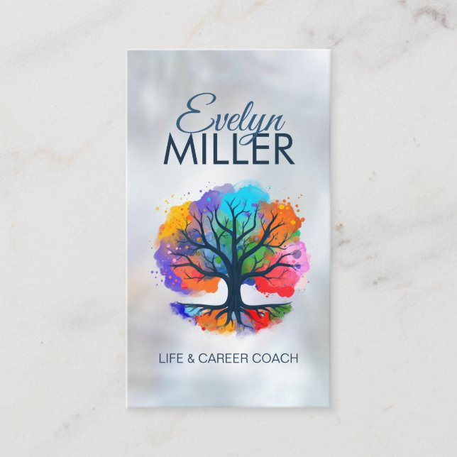 Cartão De Visita Árvore de vida - Yggdrasil - Tinta aquarela (Frente)