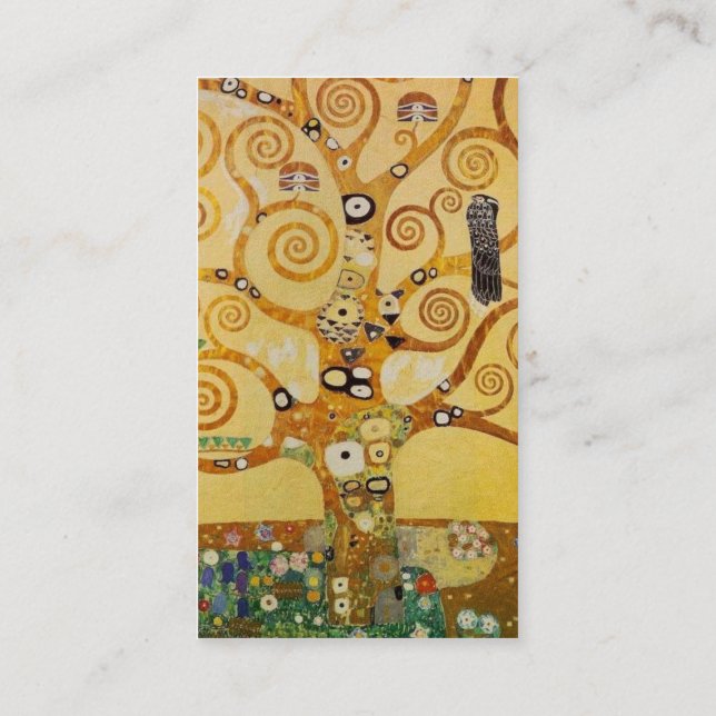 Cartão De Visita Árvore Dourada da Vida Arte – Klimt Art Nouveau (Verso)