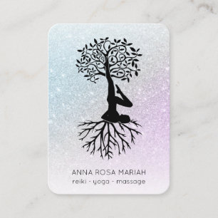 Cartão De Visita *~* Árvore Pastel da Vida Yoga Mulher QR
