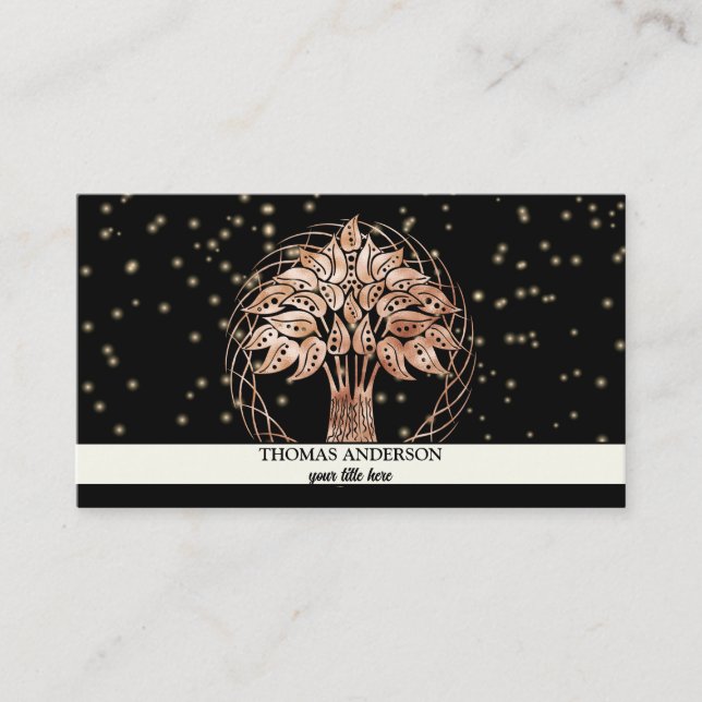 Cartão De Visita Árvore Personalizada Moderna da Vida - Folhas Colo (Frente)