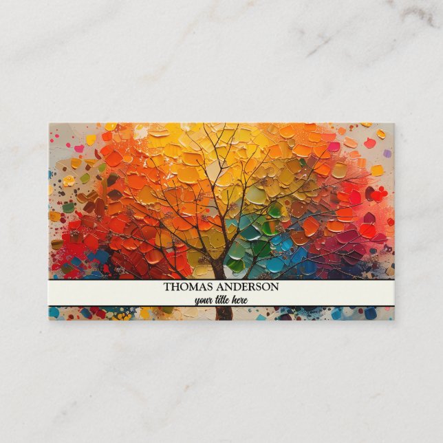 Cartão De Visita Árvore Personalizada Moderna da Vida - Folhas Colo (Frente)