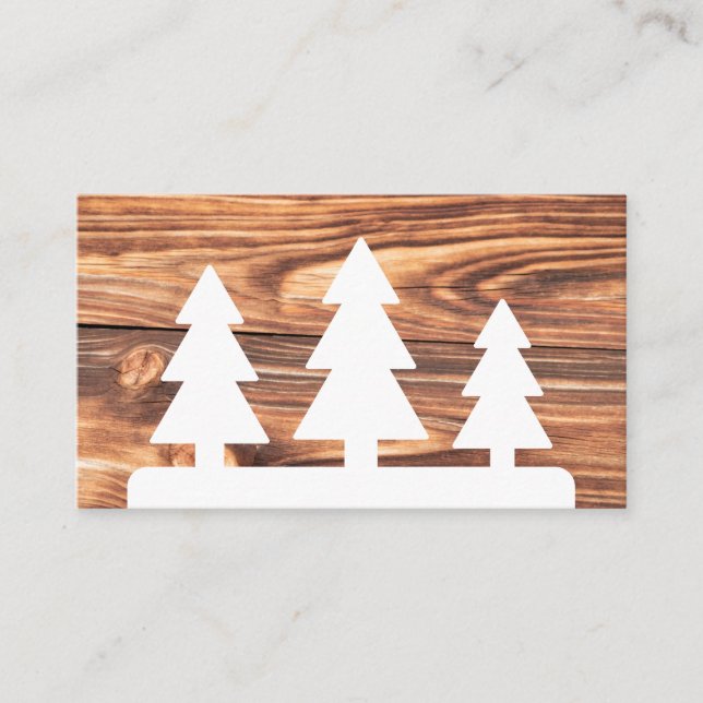 Cartão De Visita Árvores brancas minimalísticas Elegantes, madeira  (Frente)