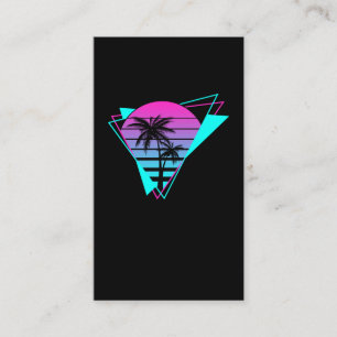 Cartão De Visita Árvores Geométricas de Palmeiras Vaporwave Retro